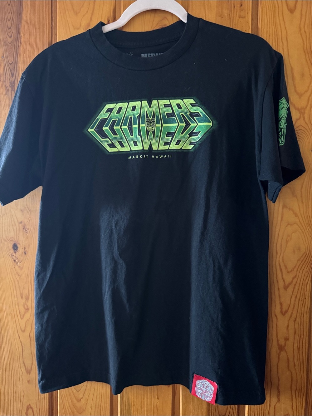 Farmers Market Hawaii Neon Green Logo Black Short-Sleeve Tee